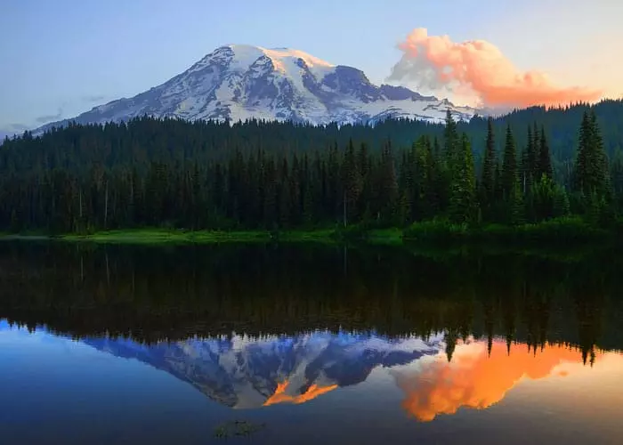 Reflection Lakes In Mount Rainier Image
