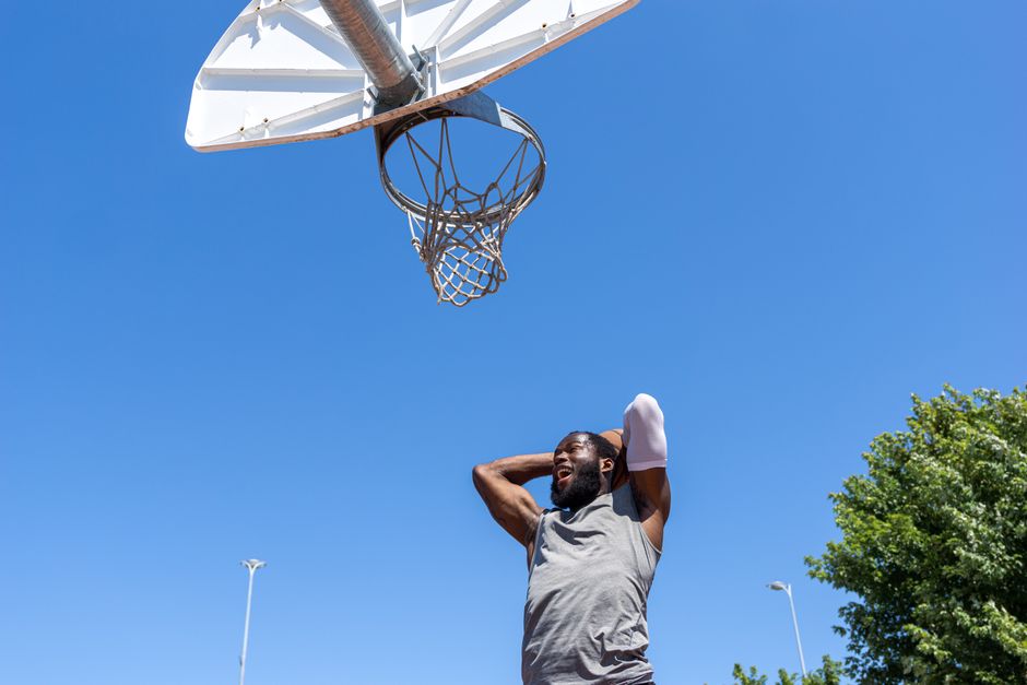 NBA player dominating during a basketball game