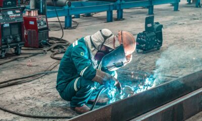 Student practicing welding techniques at an Ohio trade school workshop