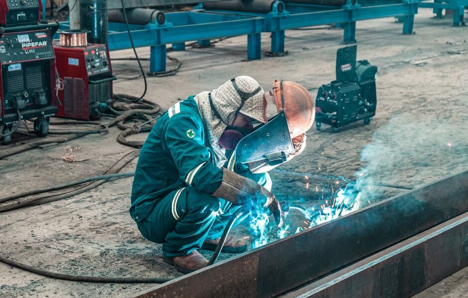 Student practicing welding techniques at an Ohio trade school workshop