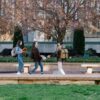 Students walking on the campus of a community college in Arizona